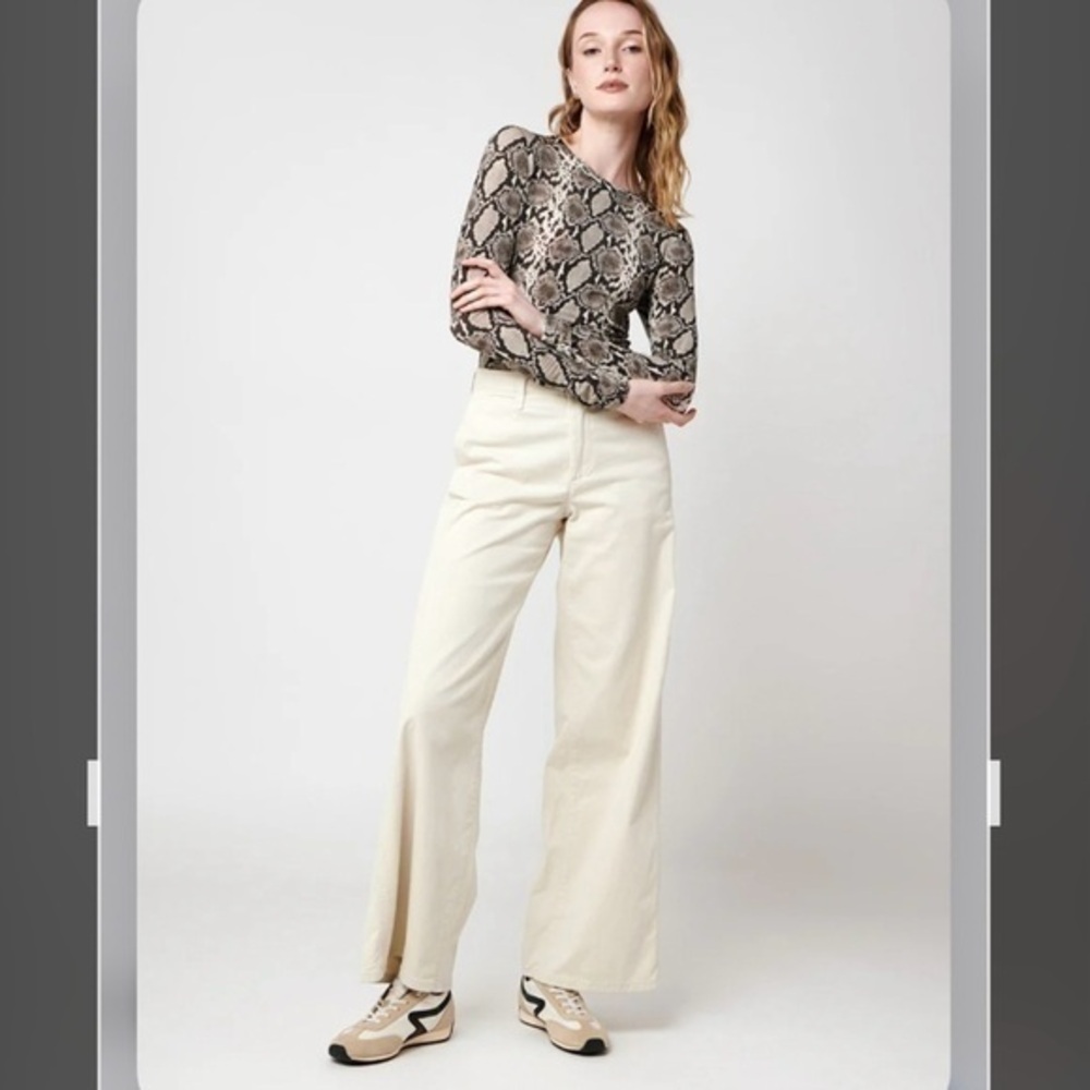 RAG & BONE Sabeen Print Long Sleeve T-Shirt in Beige multi Size M